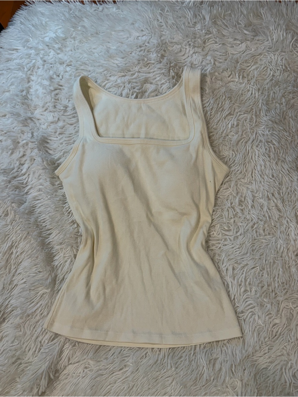 Classic white cotton Ribbed Tank Top - Women's Scoop Neck